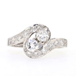Ring around 1960 made of 585 white gold Brilliants and diamonds, lying frontally