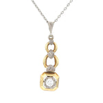 Kette in Silber/Platin mit einem Anhänger aus 585er Gelb- und Weißgold mit einem Brillanten, hängend frontal
