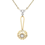 Vintage-Collier in 585er Gelbgold mit Brillanten, hängend frontal Nahaufnahme