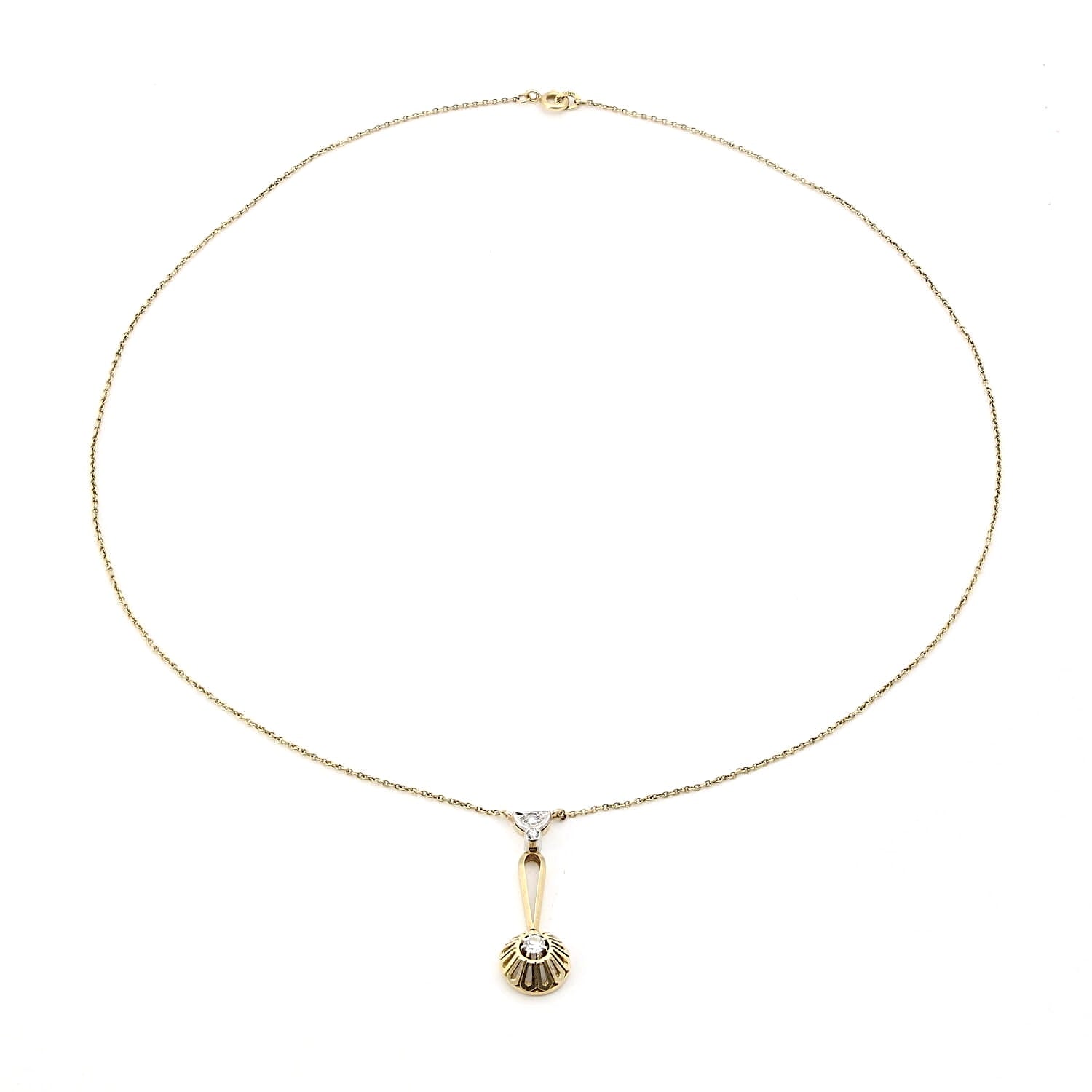 Vintage-Collier in 585er Gelbgold mit Brillanten, liegend Draufsicht