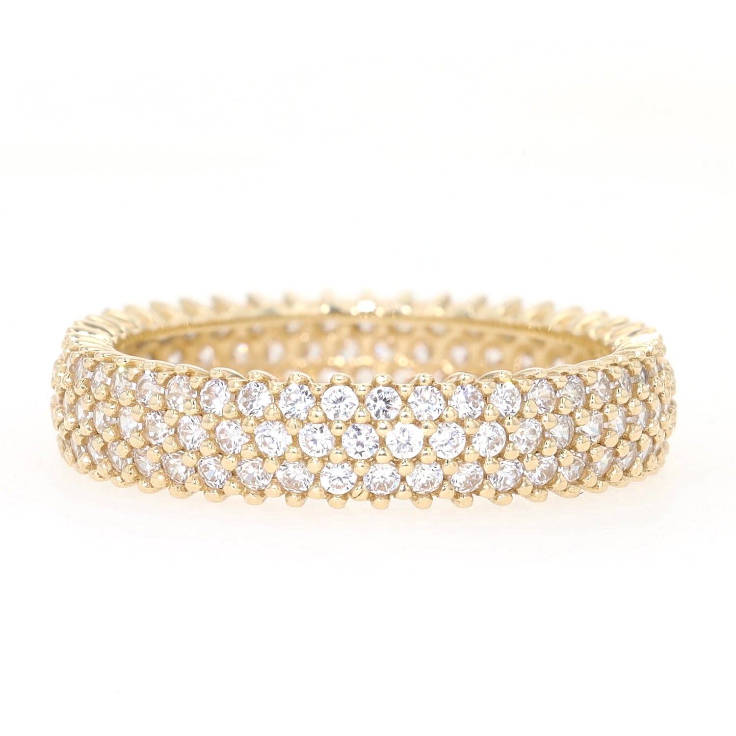 Memoire Ring in 585er Gelbgold mit Cubic-Zirkonias, liegend frontal