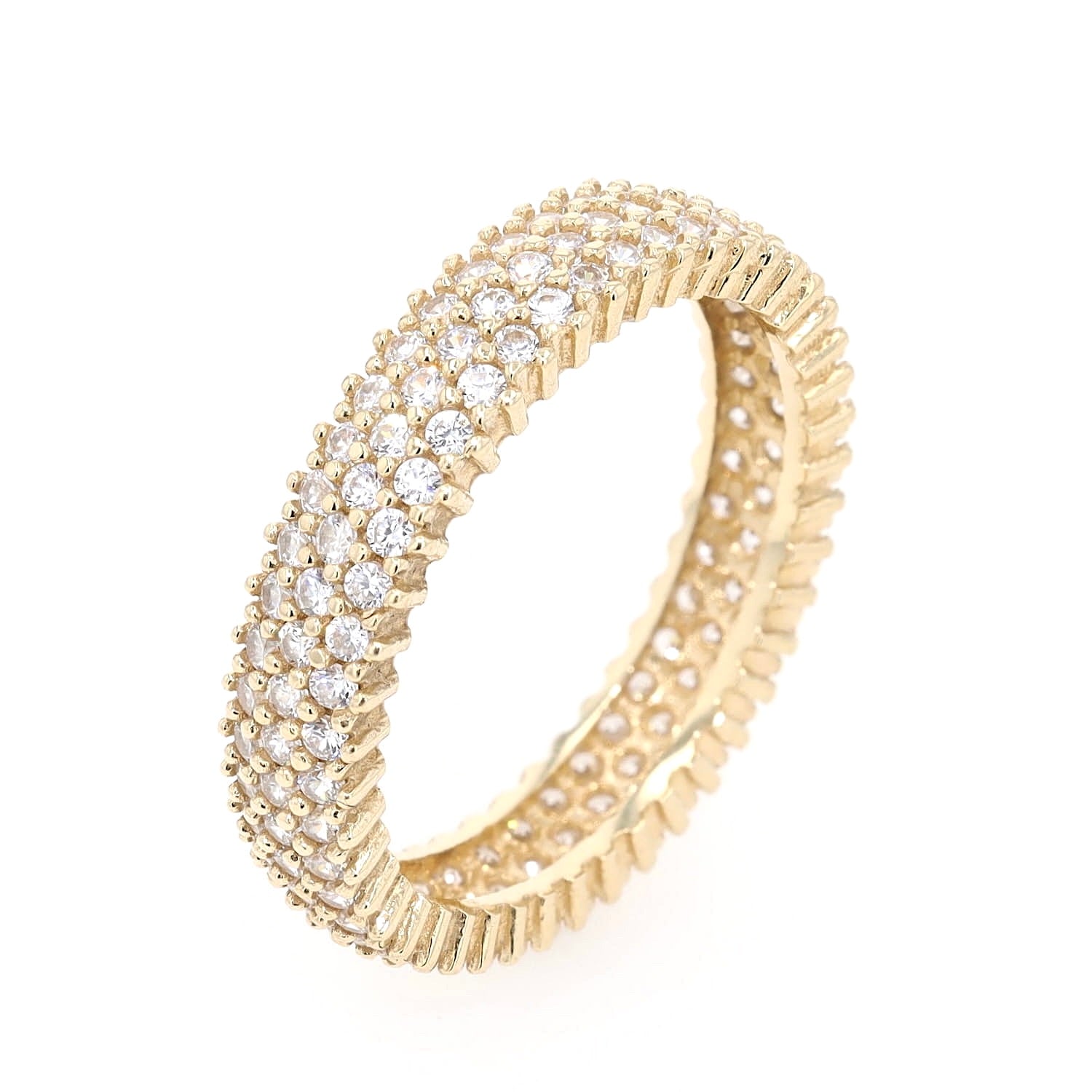 Memoire Ring in 585er Gelbgold mit Cubic-Zirkonias, stehend inks gedreht