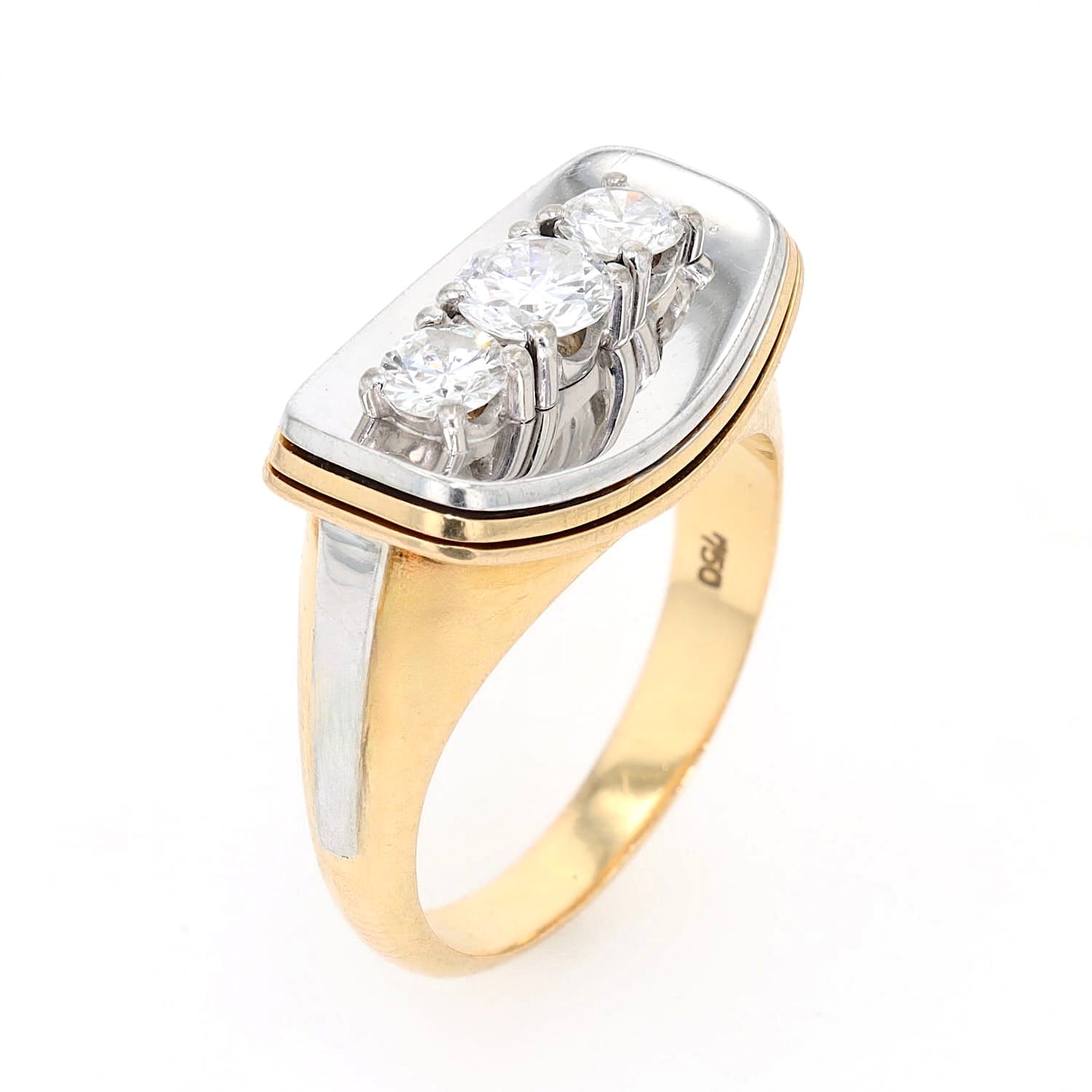 Ring in 750er Gelb- und Weißgold mit Brillanten, gesamt ca. 0,77 ct, stehend