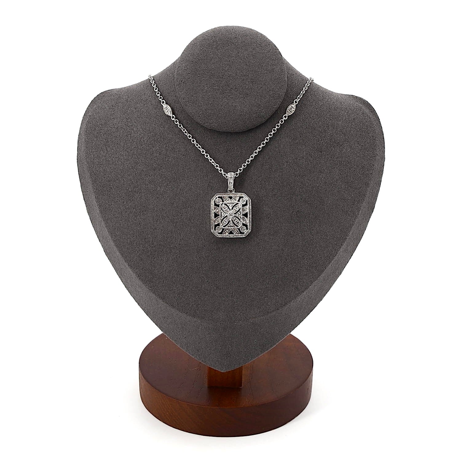 Collier in 925er Silber mit Diamanten, an einer dunklen Büste