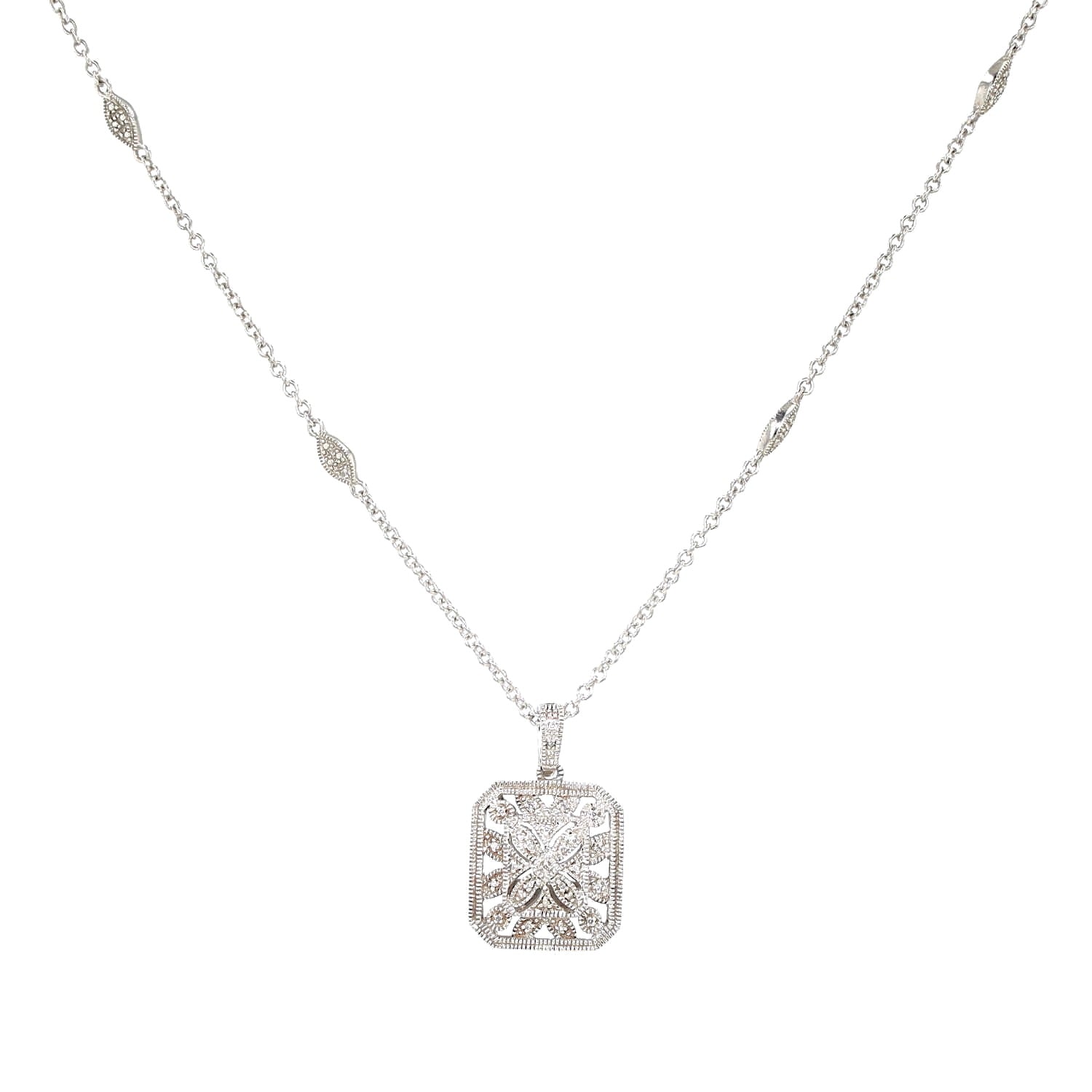 Collier in 925er Silber mit Diamanten, hängend frontal