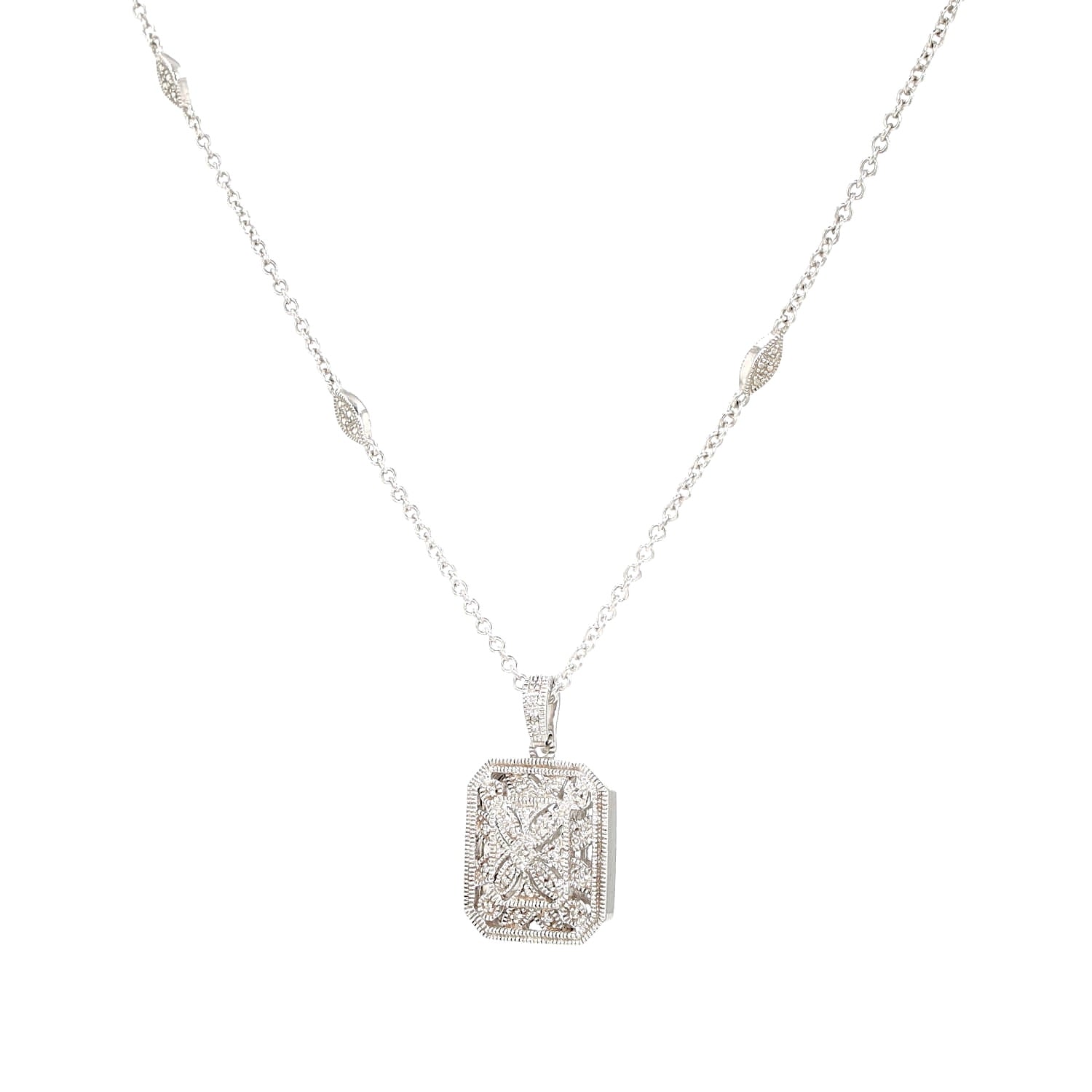 Collier in 925er Silber mit Diamanten, hängend links gedreht