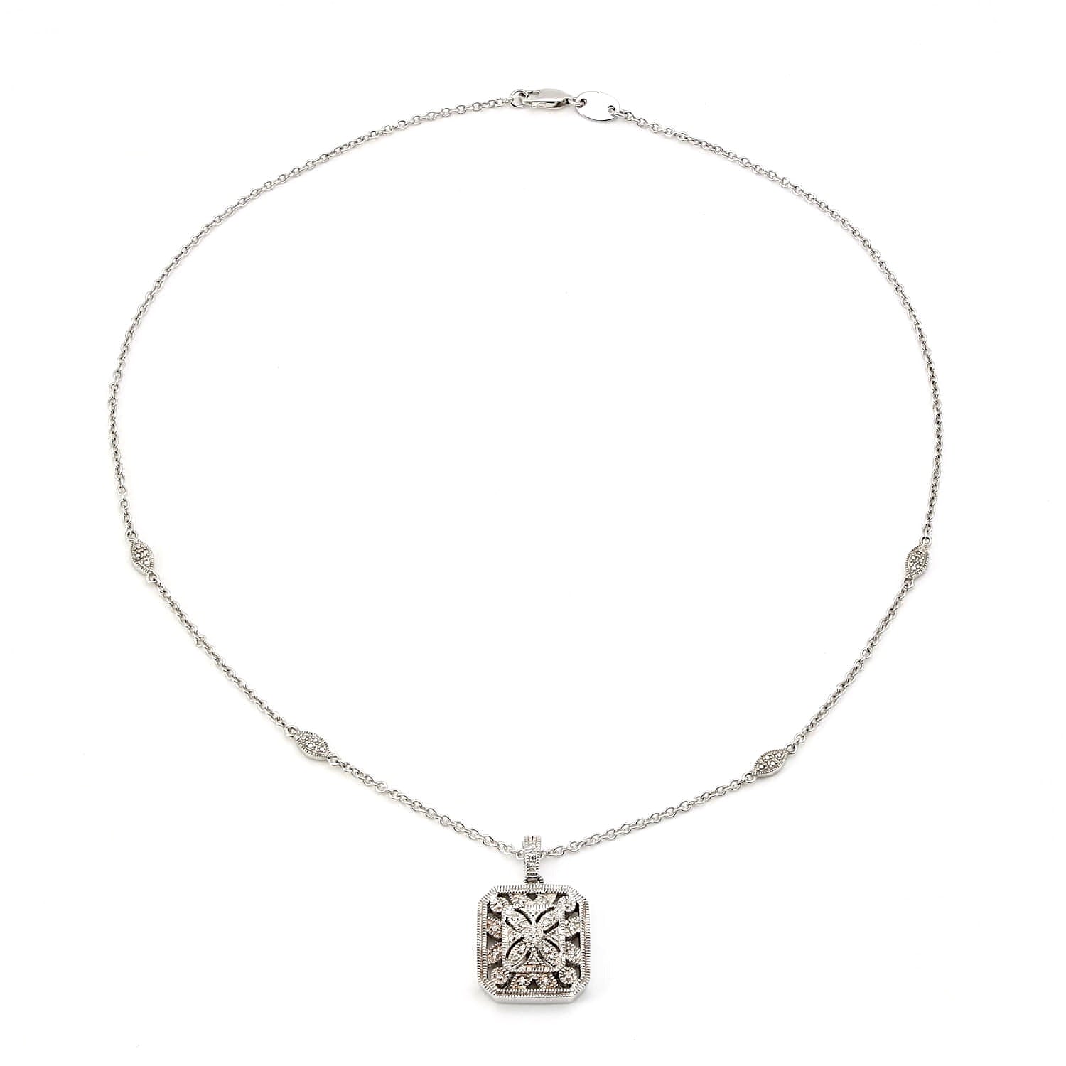 Collier in 925er Silber mit Diamanten, liegend Draufsicht