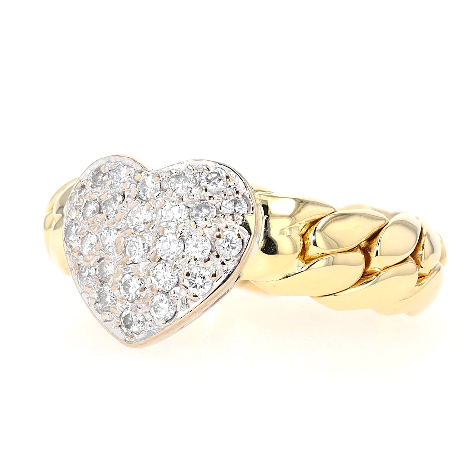 Peter Fischer Ring in 750er Gelbgold mit Brillanten, liegend links gedreht
