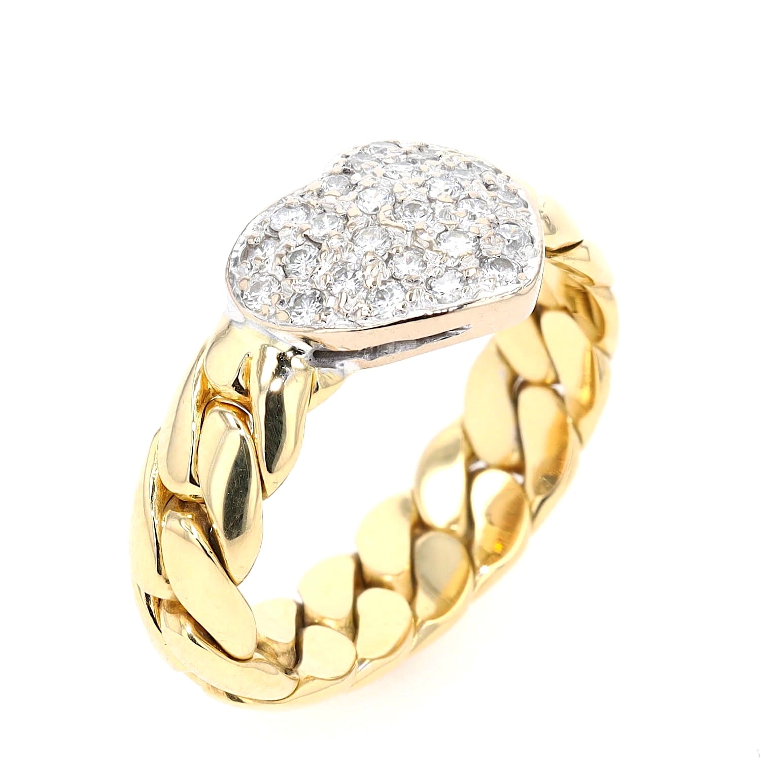 Peter Fischer Ring in 750er Gelbgold mit Brillanten, stehend