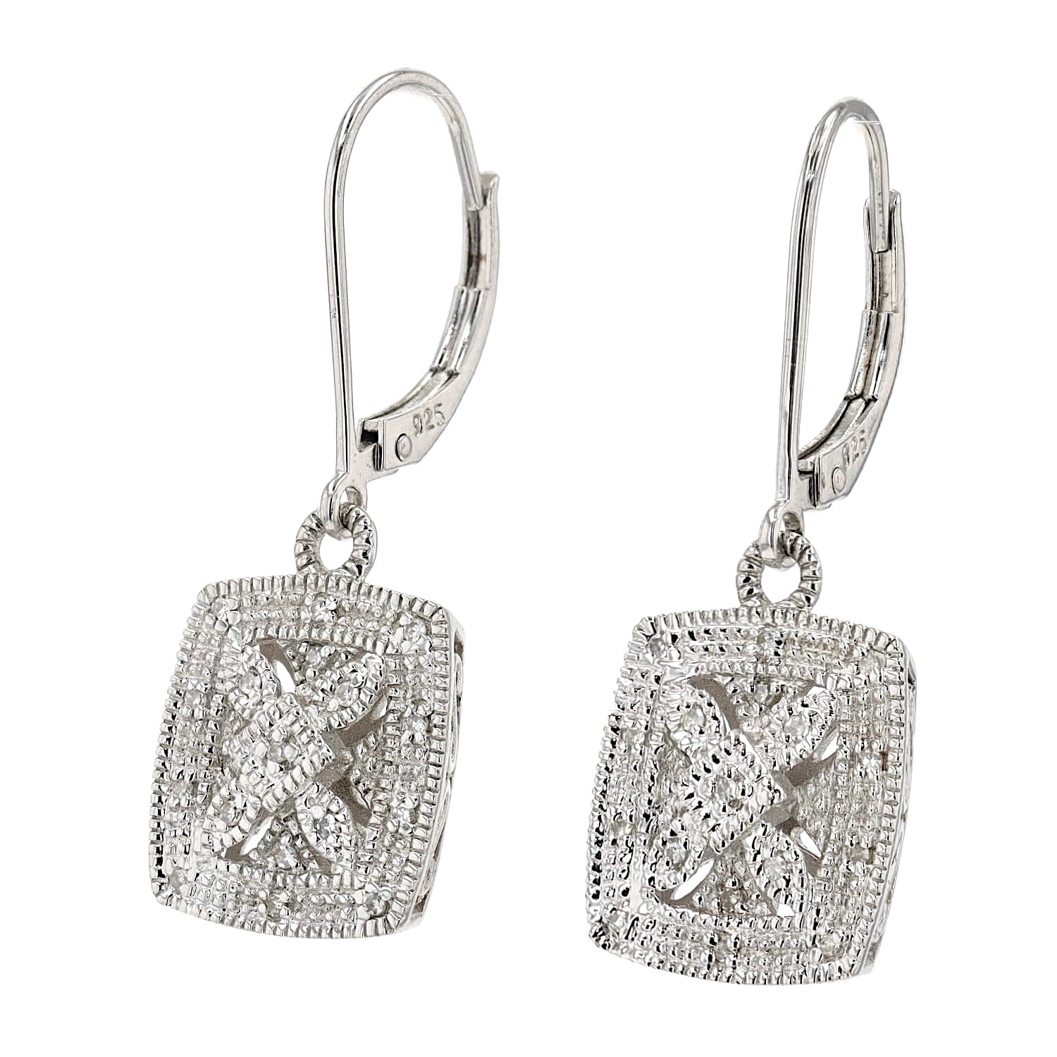 Ohrringe in 925er Silber mit Diamanten, hängend links gedreht