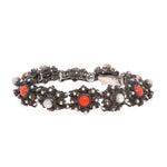 Vintage Trachtenschmuck-Armband in 800er Silber mit Korallen, liegend frontal