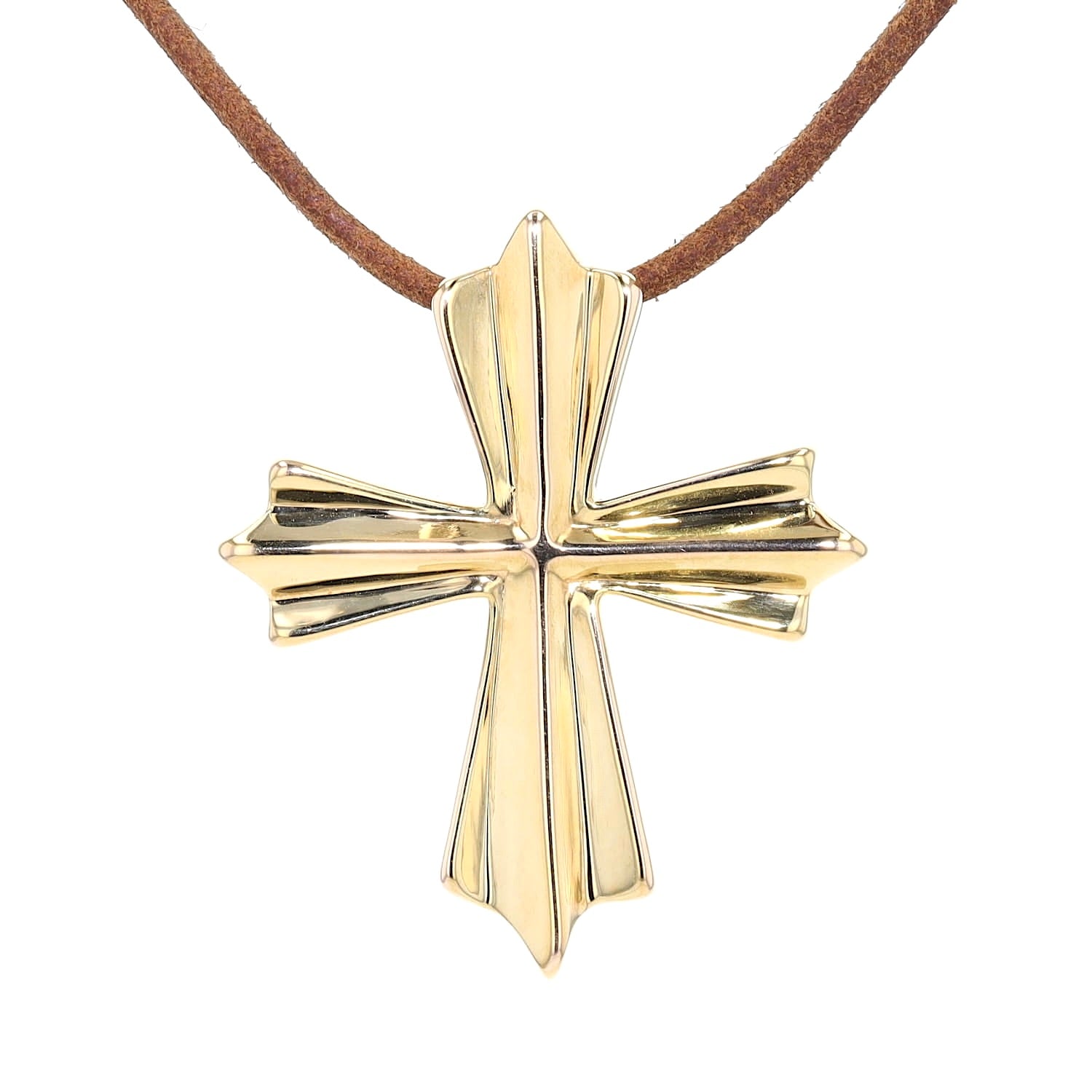 Kreuzanhänger in 585er Gelbgold, hängend frontal