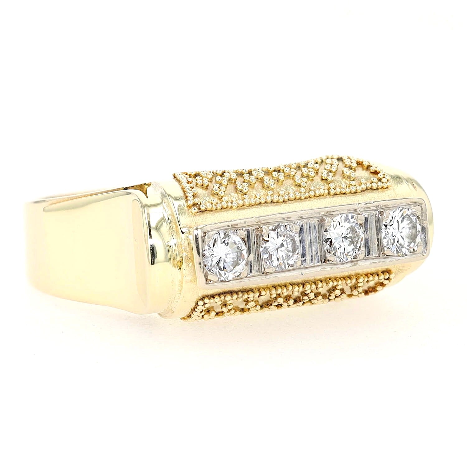 Ring in 585er Bicolor Gold mit Brillanten, liegend rechts gedreht