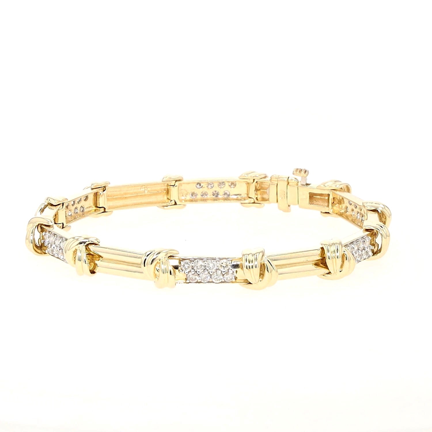 Armband in 585er Gelbgold mit insgesamt ca. 1,0 ct Brillanten, liegend geschlossen links gedreht