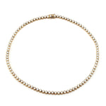 Tenniscollier in 925er Silber, vergoldet mit weißen Cubic Zirkonias, liegend geschlossen Draufsicht