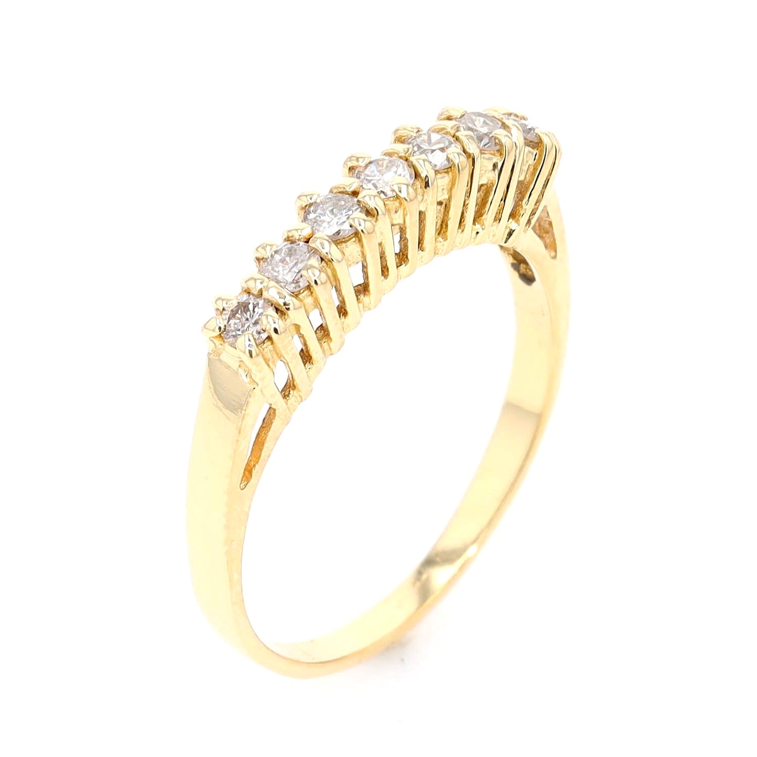 Halber Memoire Ring in 750er Gelbgold mit Brillanten, stehend