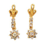 Vintage earrings in 750 yellow gold with diamonds and Brilliants, hanging frontally