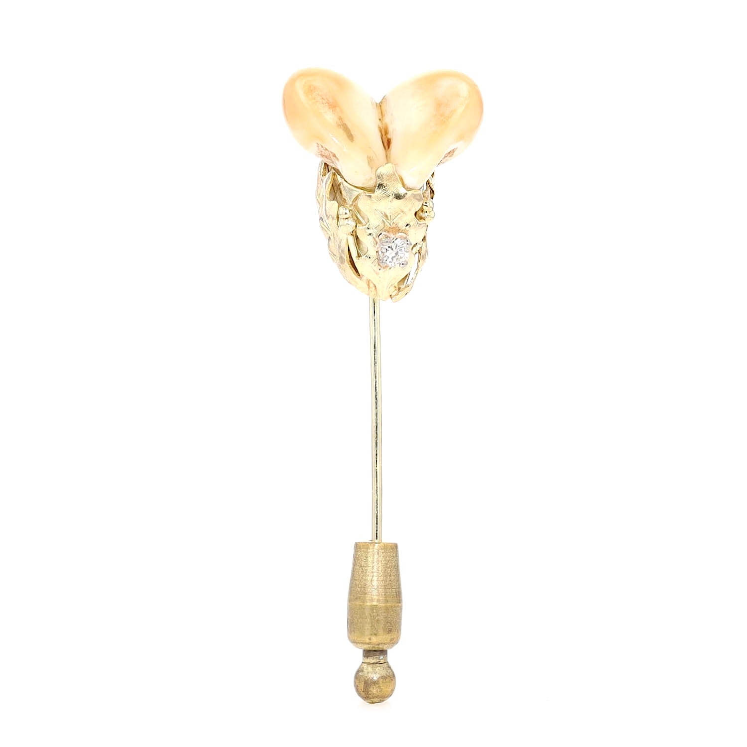 Grandel-Nadel aus 585er Gelbgold mit einem Brillanten, Stehend frontal