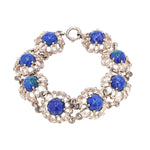 Vintage Armband in 835er Silber mit Lapis lazuli, liegend geschlossen Draufsicht