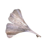 brooch Handcrafted in Weimar in the shape of a ginkgo leaf made of 835 silver, standing frontally