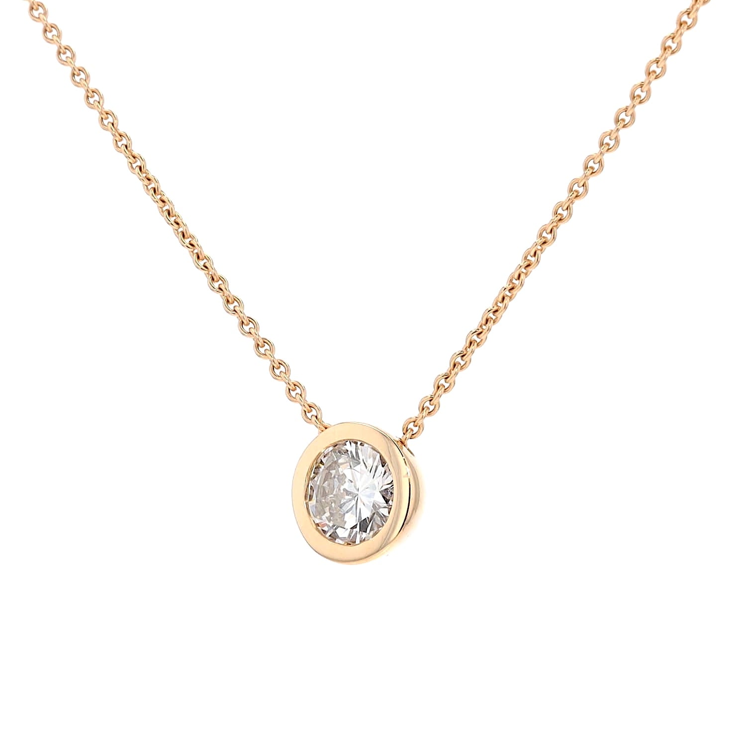 Juwelier Willer Kette mit einem Anhänger in 750er Roségold mit einem Brillanten ca. 0,77 ct , hängend links gedreht