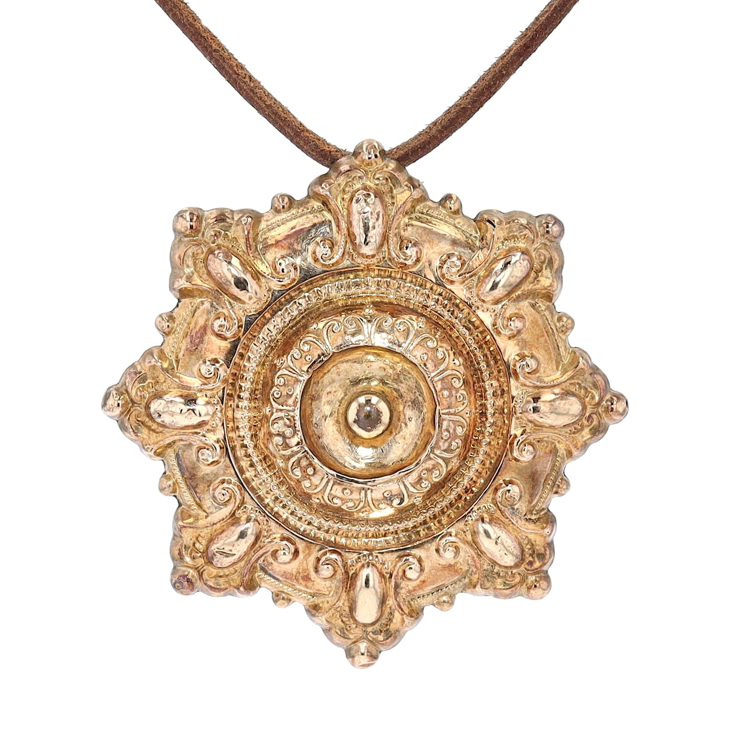 Brosche/Anhänger vergoldet um 1900, hängend frontal