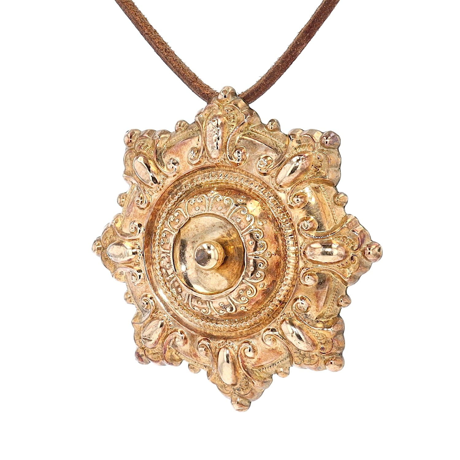 Brosche/Anhänger vergoldet um 1900,, hängend links gedreht