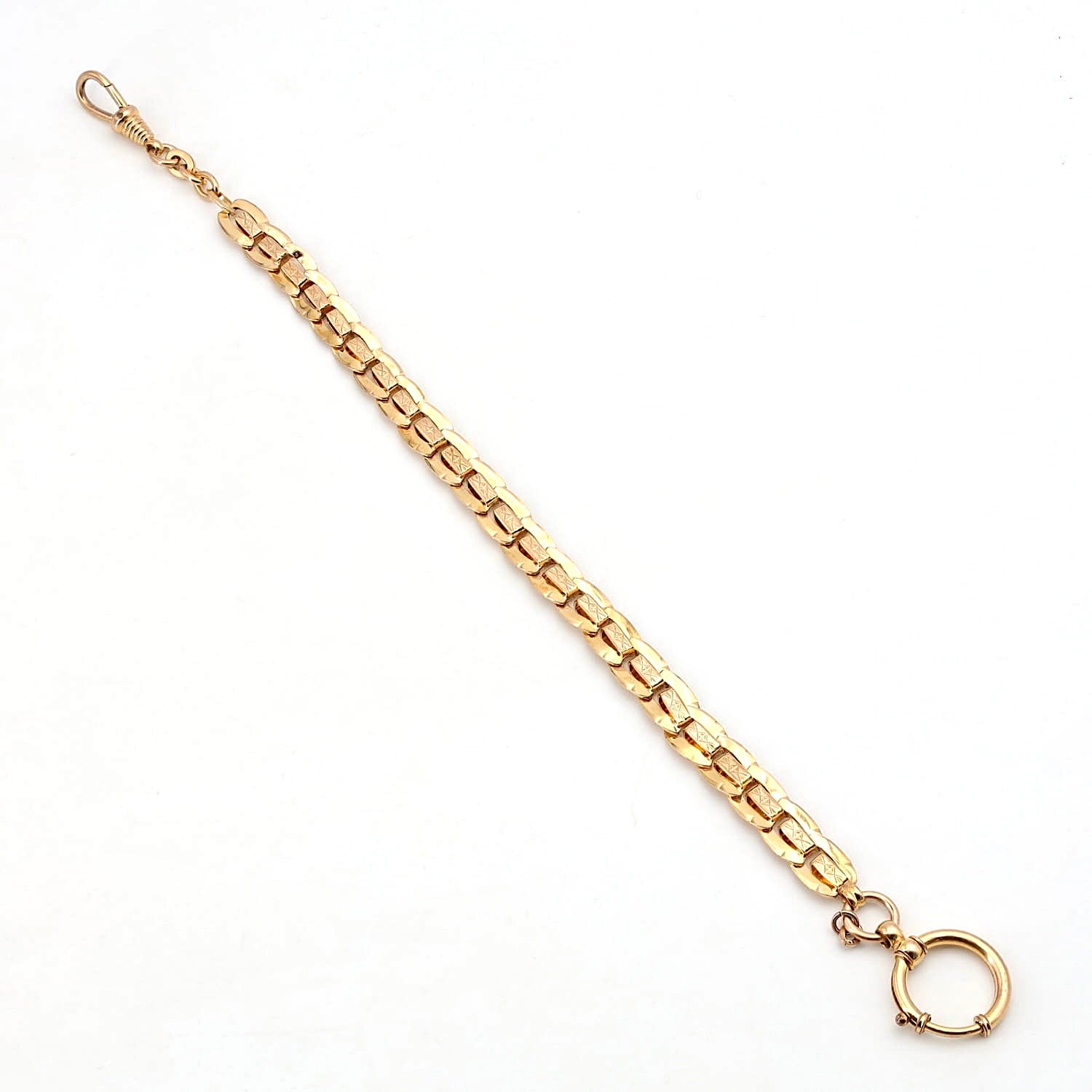 Antique gold-plated pocket watch chain, spread out long