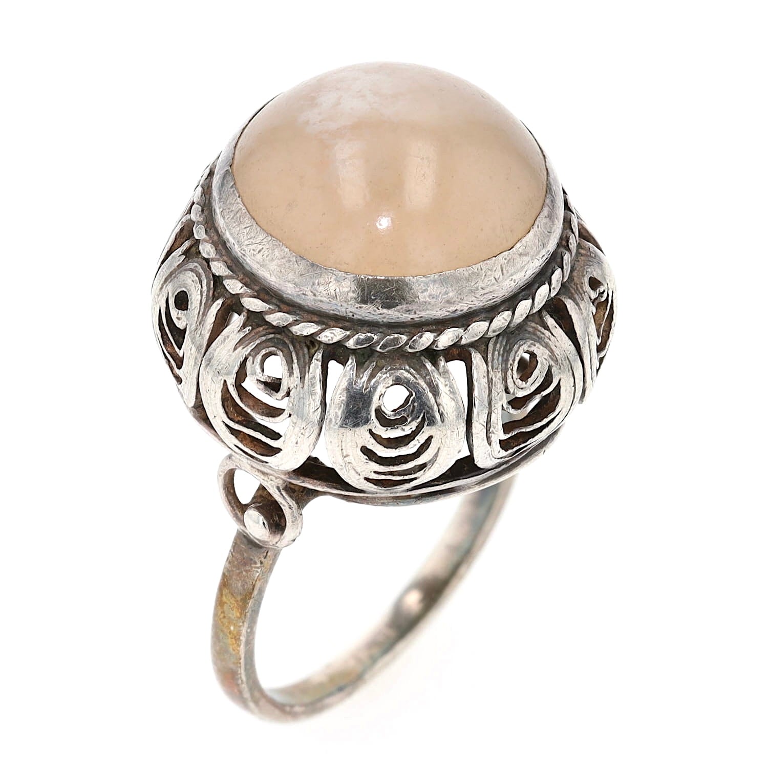 Antiker Ring Österreich/Ungarn um 1900 aus 800er Silber mit einem Rauchquarz, stehend