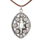 Art Nouveau pendant in 835 silver with a cultured pearl, hanging frontally