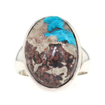 Ring in 925er Silber mit  Cavansit-Kristalle auf Matrix, liegend frontal