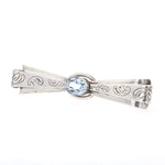 Late Art Deco brooch in 835 silver with a blue synthetic spinel, turned lying left