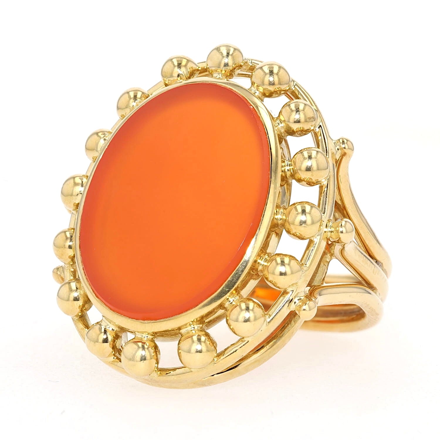 Ring in 750er Gelbgold mit einem Karneol, liegend links gedreht