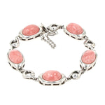 Bracelet in 835 silver with rhodochrosite cabochons, closed horizontally