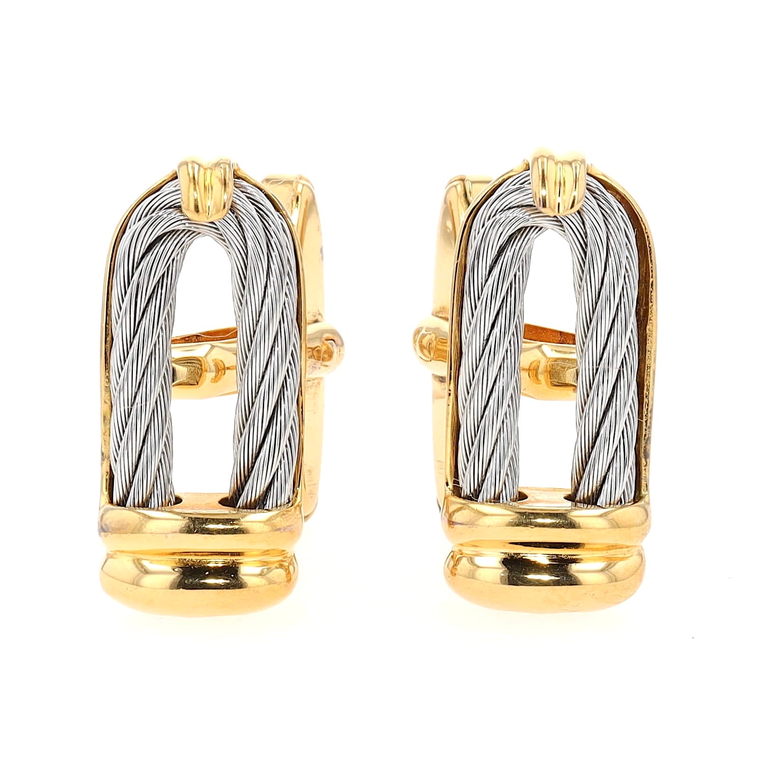 Philippe Charriol Manschettenknöpfe in Stahl und vergoldet, stehend frontal