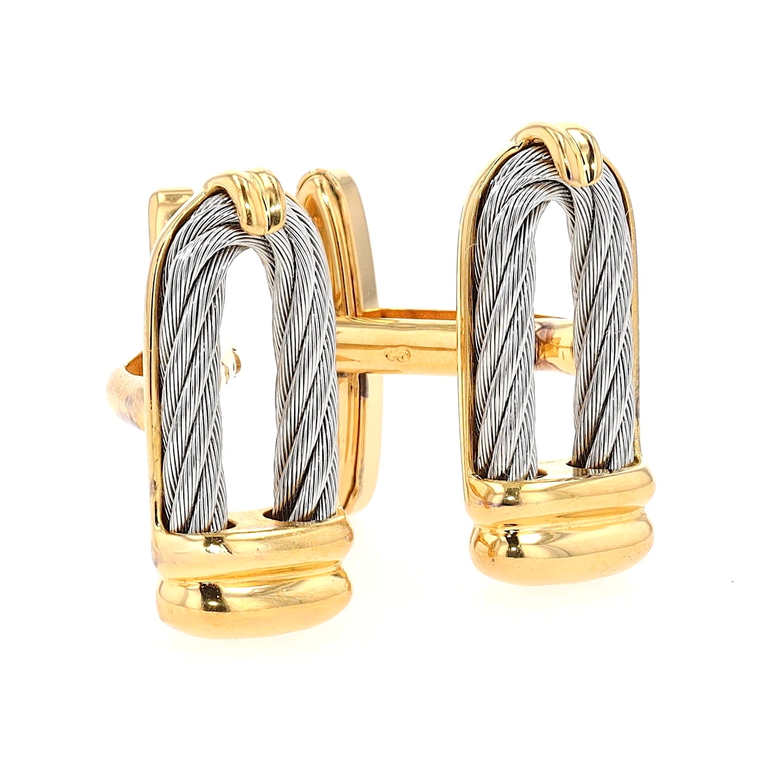 Philippe Charriol Manschettenknöpfe in Stahl und, stehend rechts gedreht