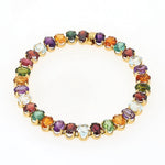 Armband in 750er Gelbgold mit bunten Edelsteinen aus Aquamarin, Citrin, Amethyst, Turmalin und Granat, liegend geschlossen Draufsicht