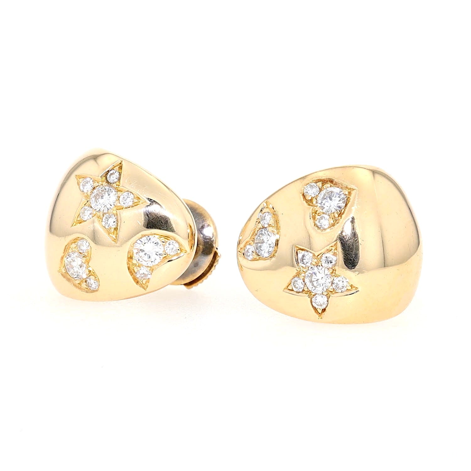 Ohrstecker in 750er Gelbgold mit Brillanten, liegend links gedreht