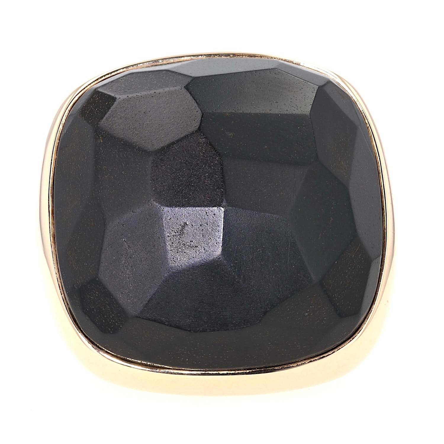 Pomellato Ring in 750er Roségold mit einem großen Gagat, liegend frontal