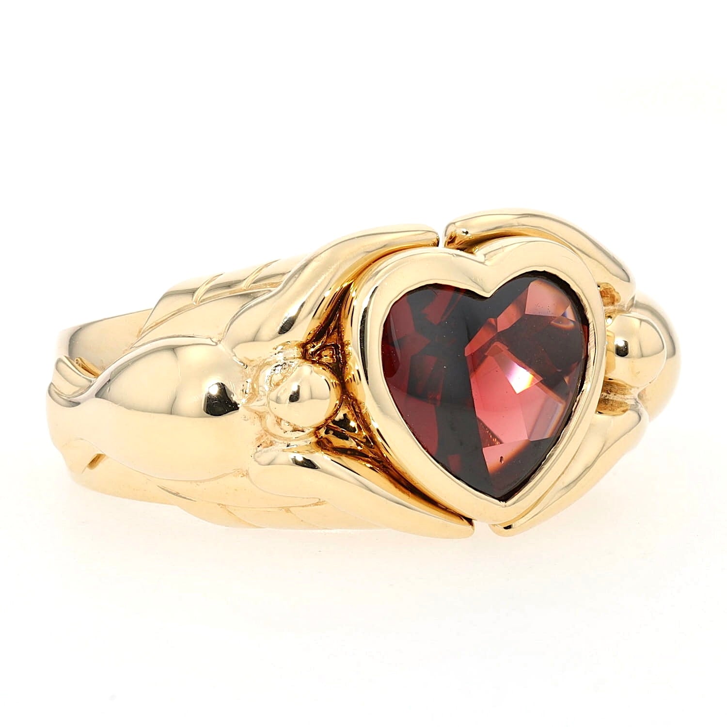 Jette Joop Ring in 750er Gelbgold mit einem Rhodolith, liegend leicht rechts gedreht