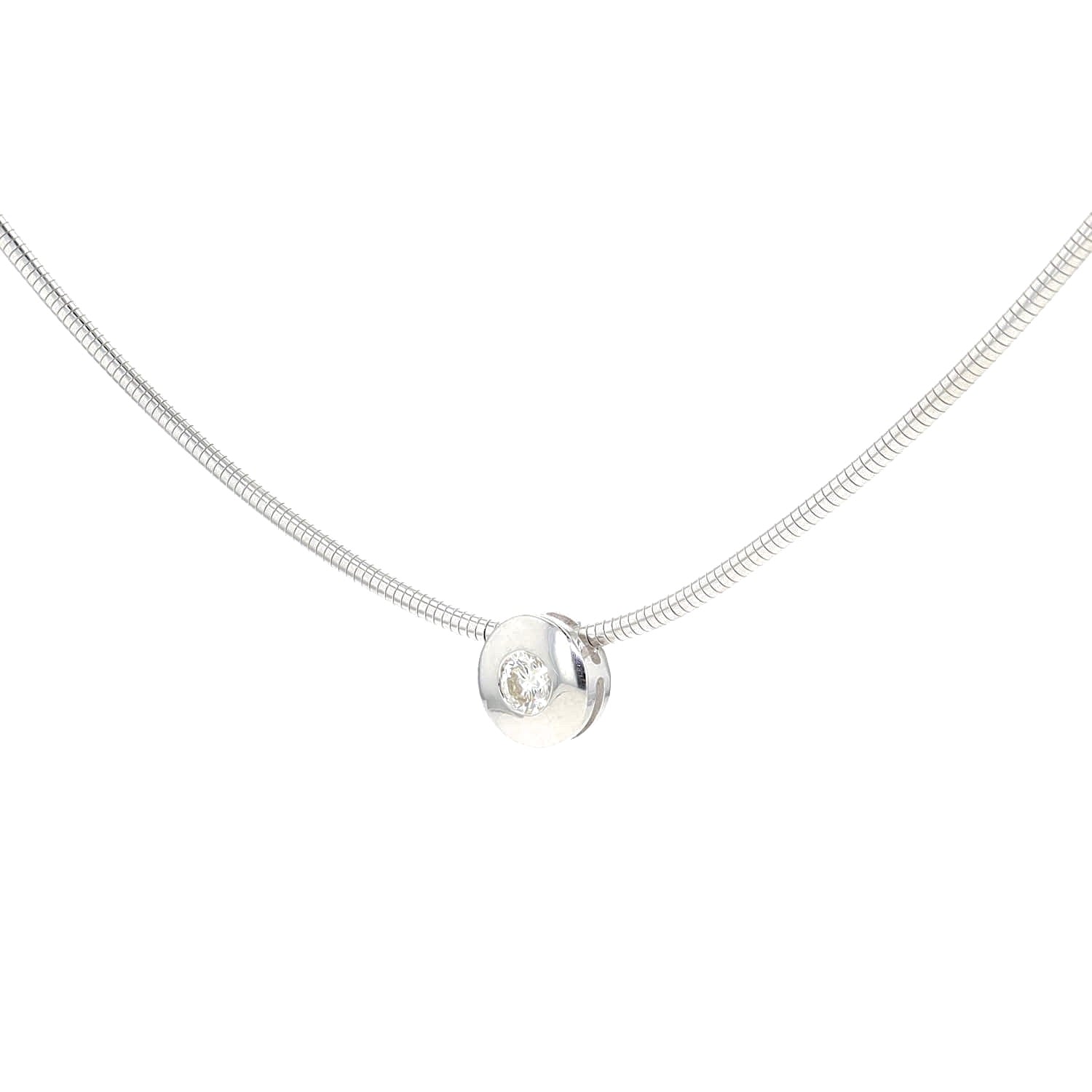 ARPAS Schlangenkette aus 585er Weissgold mit einem Brillanten ca. 0,20 ct, hängend links gedreht