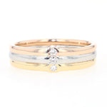 Niessing Ring Tricolor in zweifarbigen 750er Gold und Platin mit 3 Brillanten, liegend frontal