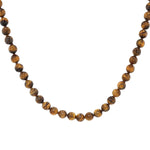 Long endless chain with tiger eye balls, hanging from the front
