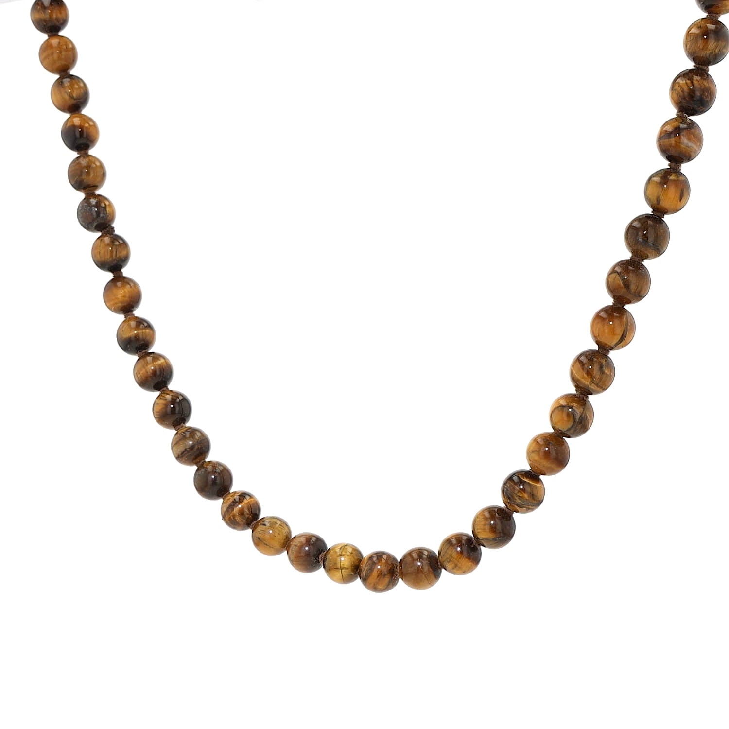 Long endless chain with tiger eye balls, hanging turned left