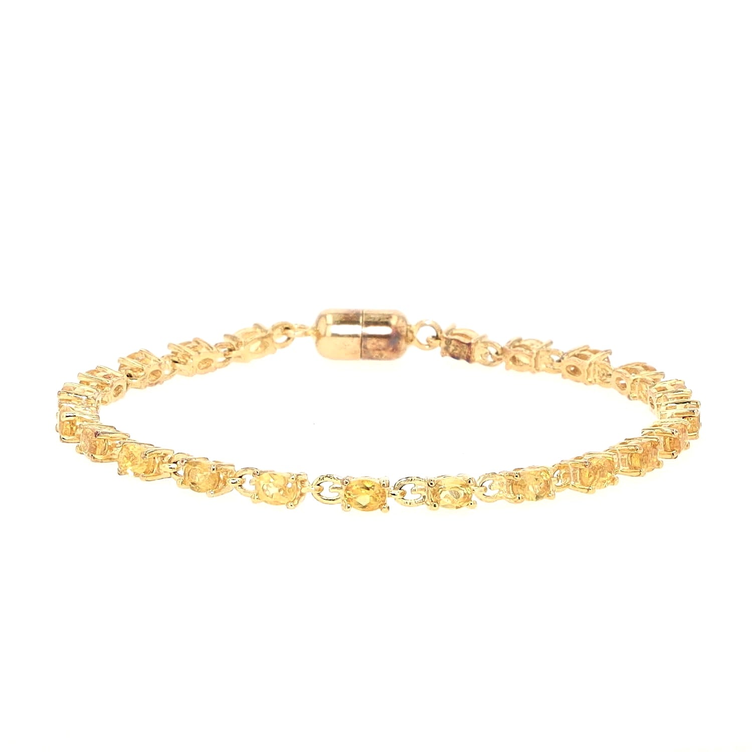 Armband in 925er Silber, vergoldet mit Heliodoren, geschlossen frontal 