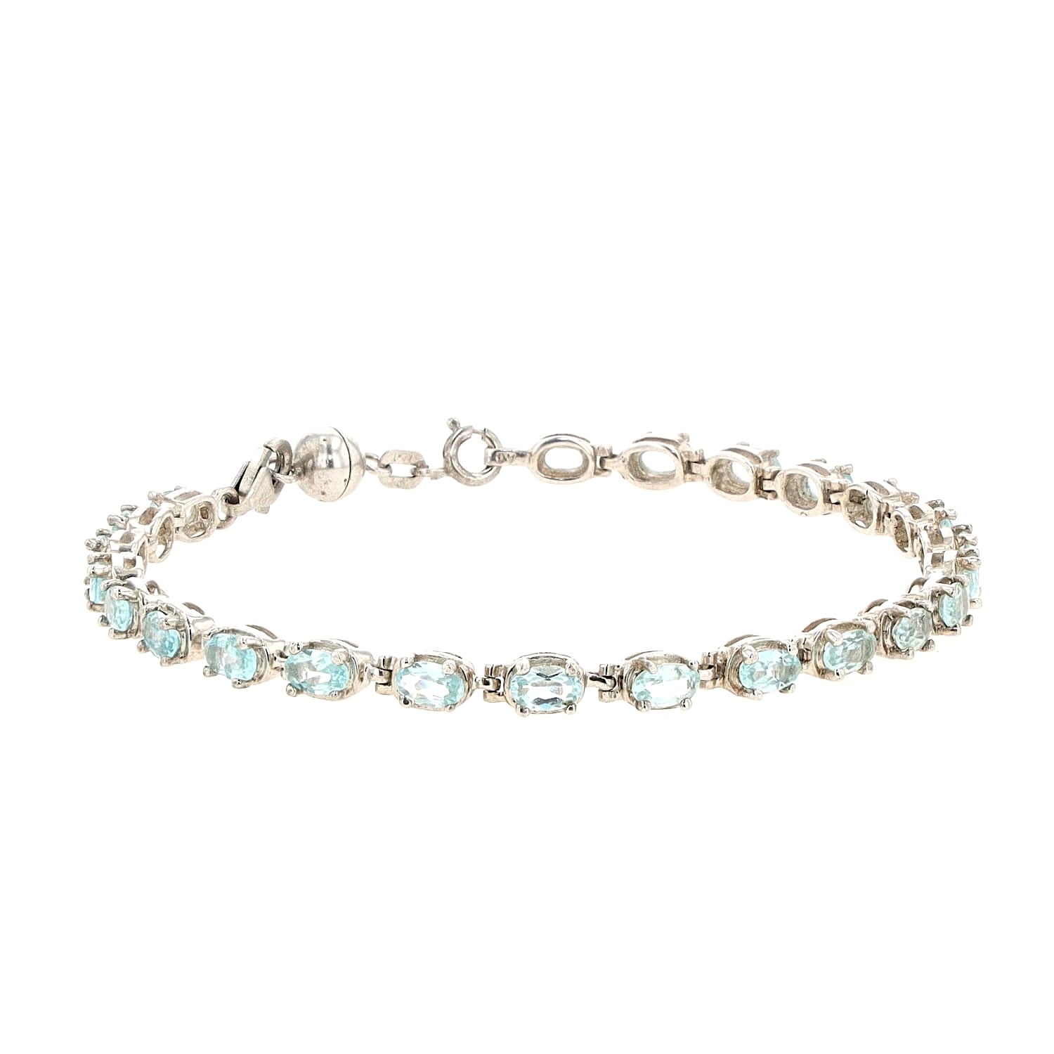 Armband in 925er Silber mit Apatiten, liegend rechts gedreht