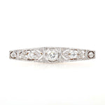 Fine Art Deco brooch in 585 yellow gold, platinum-plated with diamonds, lying frontally