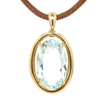 Anhänger in 585er Gelbgold mit einem Aquamarin, hängend frontal