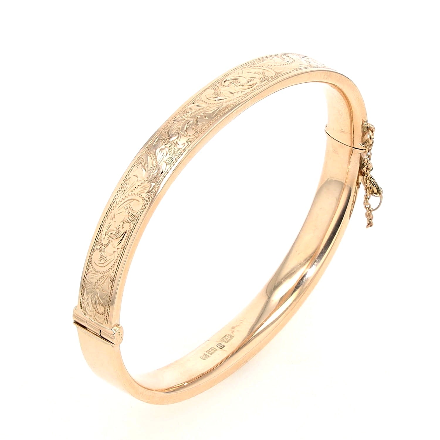 Armreif um 1910 aus 9 kt Rotgold, stehend