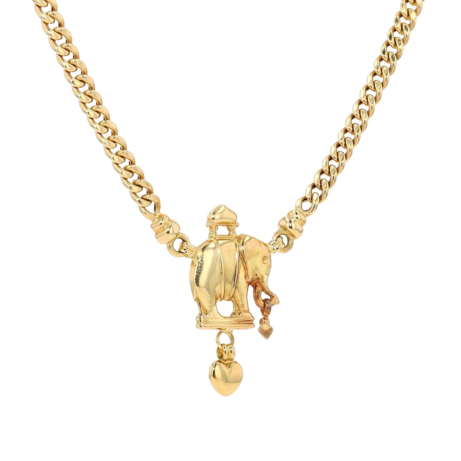H.C. Kay Collier in 750er Gelbgold mit einem Elefanten, hängend frontal von vorne leicht links gedreht